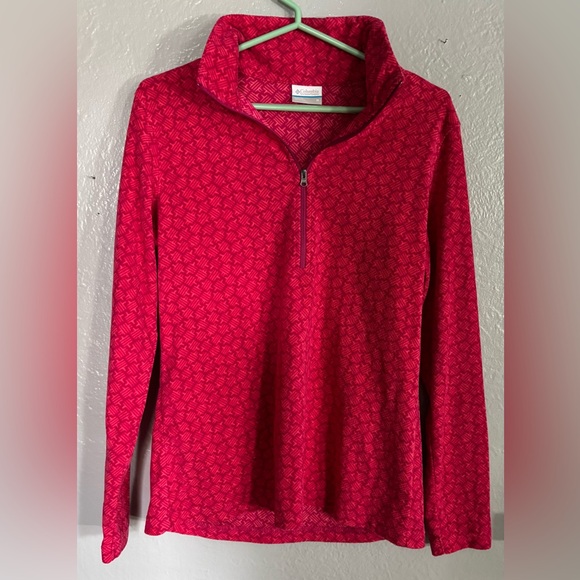 Columbia Womens Size M Magenta Pink Geometric 1/4 Zip Fleece‎ - Picture 1 of 10